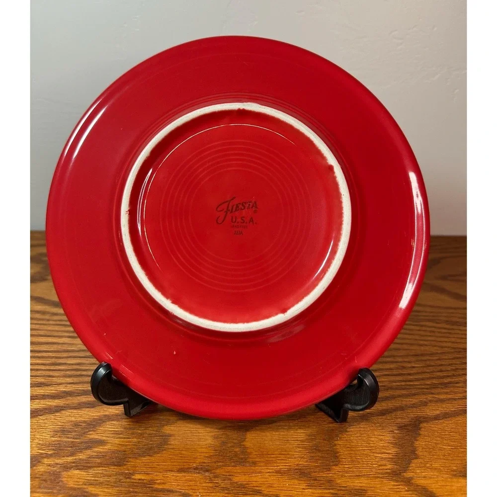 Retired Fiesta Scarlet Red Luncheon Plates Ceramic Homer Laughlin Lead Free